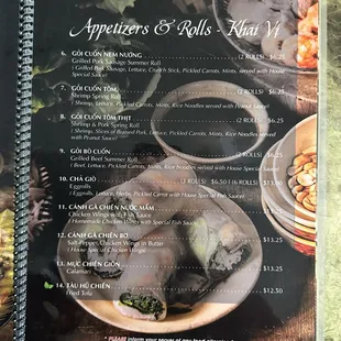 Appetizers Menu