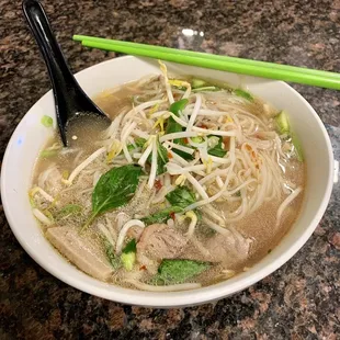 Special pho all mixed up with the toppings