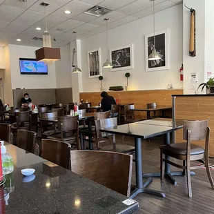 a restaurant with tables and chairs