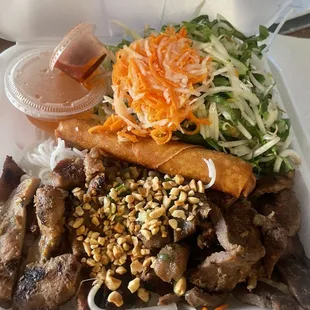 #25 lemongrass pork, chicken, and spring roll