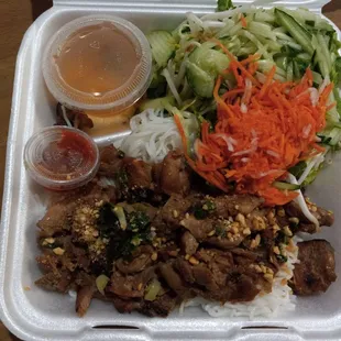 Grilled Honey Lemongrass Chicken Vermicelli Bowl - Bún Gà Nướng