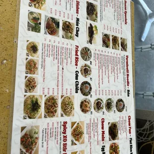 a menu on a table