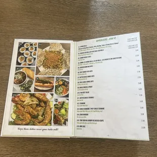 Appetizer menu