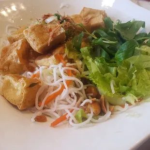 Fried Tofu Vermicelli, partial portion; pic  shows it mixed about, however it's served artfully arranged.  This is my 'usual' favorite!