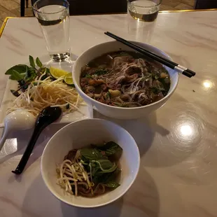 Had to split this pho w/ my partner &amp; Ben the waiter was kind enough to give us an empty bowl so we can share it.