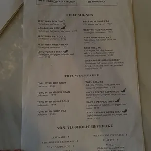 Menu as of Nov 2022