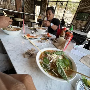 two people eating a meal