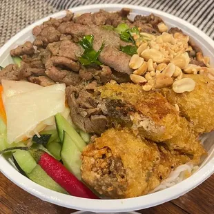 Grilled Pork + Egg Roll Vermicelli Bowl