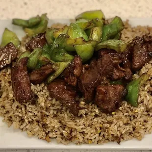 Shaking beef with fried rice is delicious!