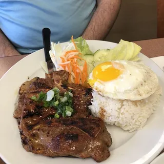 59. Grilled Pork Chop and Egg over Rice