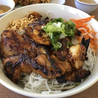 60. Grilled Shrimp and BBQ Boneless Chicken over Rice