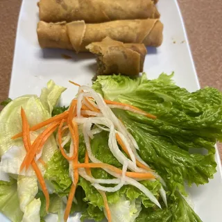 43. Vegetarian Egg Rolls over Vermicelli