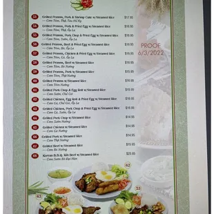 the menu for the restaurant