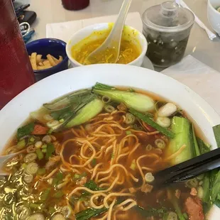 Pork egg noodles