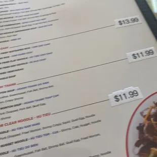 the menu for the restaurant