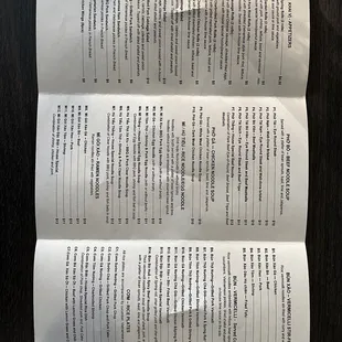 Menu picked up on 6/28/2023