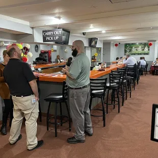 The bar area where you pick up food