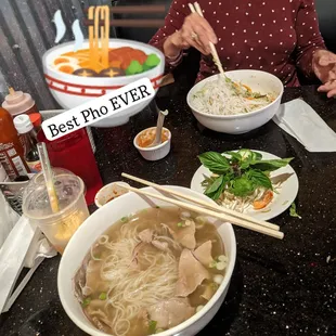 Beef and tendon pho and pork Vermicelli