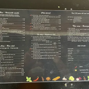 Menu - backside