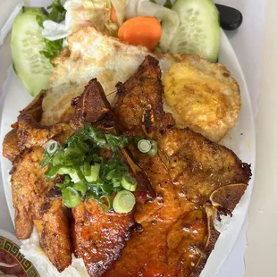 Pork chop w/ rice - HUGE PORTIONS!! :D