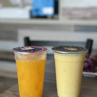 two drinks on a table