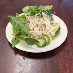 Fresh Jalapeño, Basil, Bean Sprouts, Lime, and Cilantro