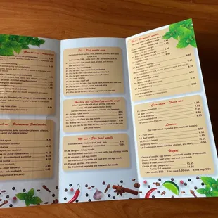 Take out menu