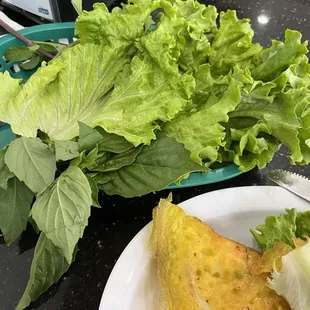 Such fresh, beautiful lettuce, leaves, and herbs to eat my Vietnamese pancake with!!!! Yum
