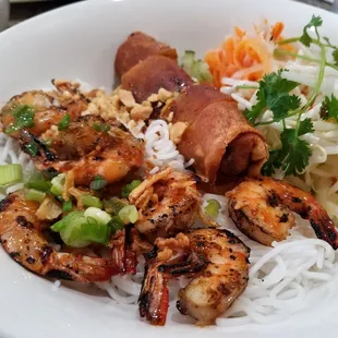 Grilled shrimp &amp; eggroll vermicelli