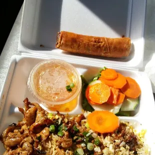 #34 Chicken with fried rice extra $1 and egg roll