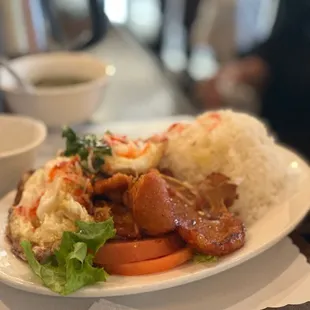 Pork Chop Eggs Over Rice