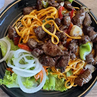 G1. Garlic Noodle with Shaken Tenderloin Beef