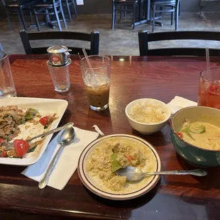 Pad Kee Mao, Vietnamese coffee, Yellow Curry, and a Shirley Temple
