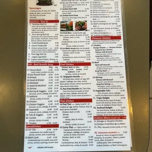 a menu on a table
