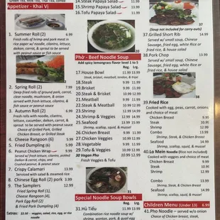 Whole menu April 2023