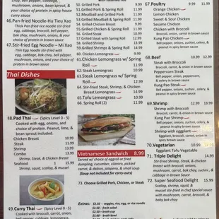 Updated menu in April 2023