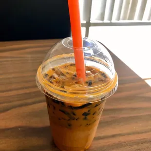 114. Thai Tea With Black Grass Jellies