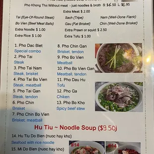 Menu- Pho 2020