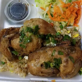 Whole Marinated Fried Chicken with Fried Rice