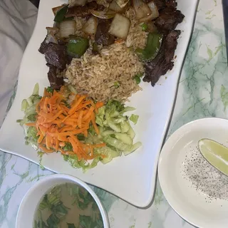 Shaken Beef with Fried Rice