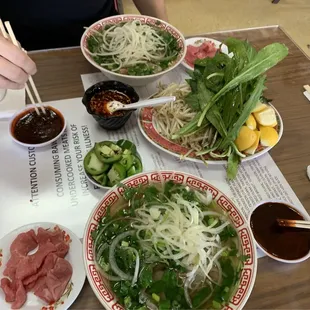 Double Order - Combination Pho, sliced beef on side.