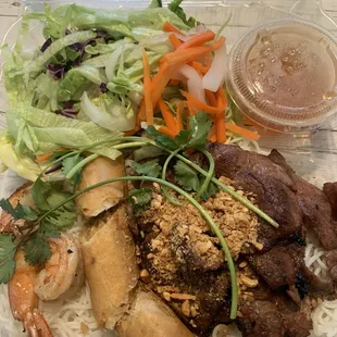 B4. Grilled Pork, Eggrolls, Shrimp Noodles