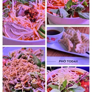Let&apos;s ƪ(･‿･) dig in with the chopsticks! Spicy Beef Noodle Soup (Bún Bò Huế), Shrimp Stir Fried Noodle and Crispy Dumplings.