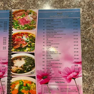 Beef Pho menu page