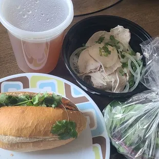 Chicken Bánh Mì and an order of Chicken Pho