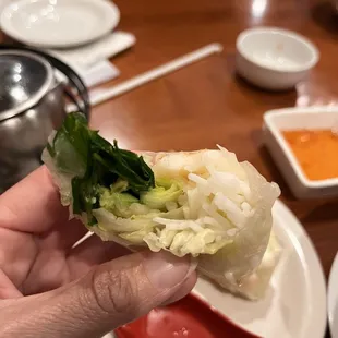 Shrimp and avocado spring rolls- no avocado-sad!