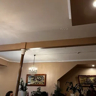 Seating area- too many people, so I took a ceiling pic hee