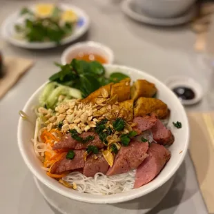a bowl of food on a table
