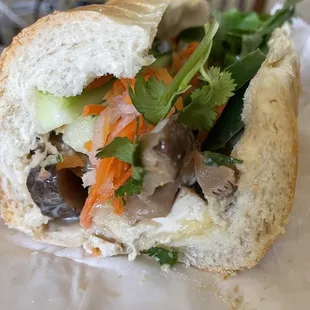 Vegetarian banh mi (tofu + mushroom)