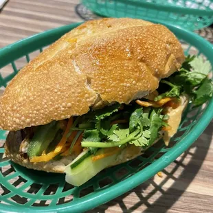 Pork bahn mi with fried egg